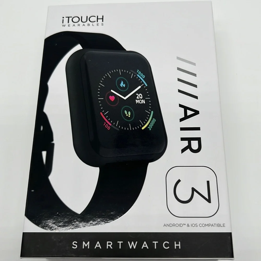 ITOUCH Air 3 Unisex Heart Rate Black Strap Smart Watch 44mm